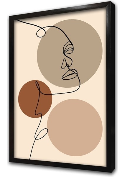 Line Art Kadın Yüzü Çerçeveli Mdf Tablo modelleri