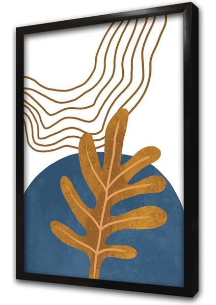 Modern Desenler ve Yaprak 2'li Set Çerçeveli Mdf Tablo