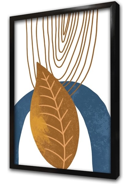 Modern Desenler ve Yaprak 2'li Set Çerçeveli Mdf Tablo