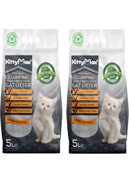 Doğal Kokusuz Ince Taneli Kedi Kumu 5 Lt x 2 Adet