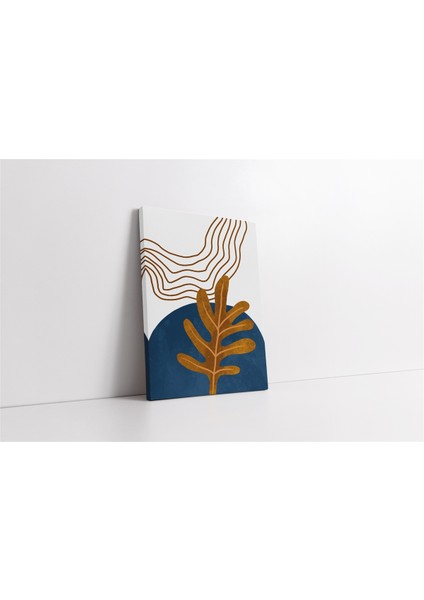 Modern Desenler ve Yaprak 2'li Set Kanvas Tablo