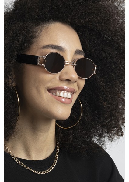 Siyah Oval Camlı Vintage Model Kadın Güneş Gözlüğü
