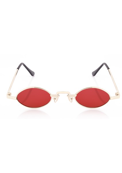 Kırmızı Metal Çerçeveli Küçük Oval Retro Güneş Gözlüğü fiyatları