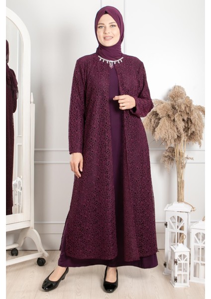 Kolye Detaylı Abiye Mürdüm MDA2220 fiyatları