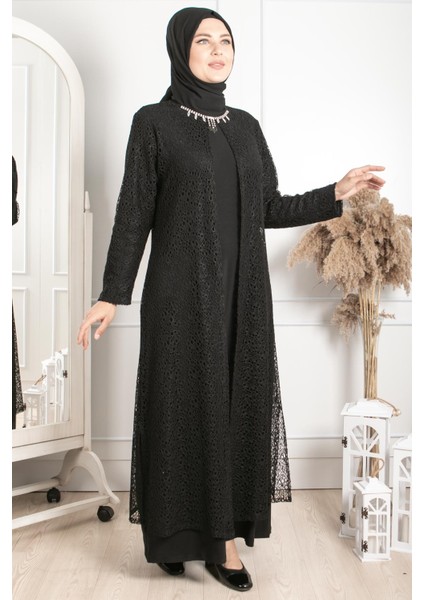 Kolye Detaylı Abiye Siyah MDA2220 modelleri