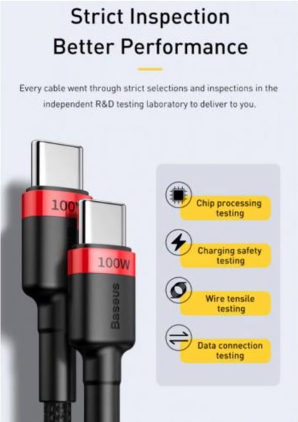 Cafule Pd2.0 100W Hızlı Şarj Type-C Kablo (2 Metre) (Siyah) fiyatları