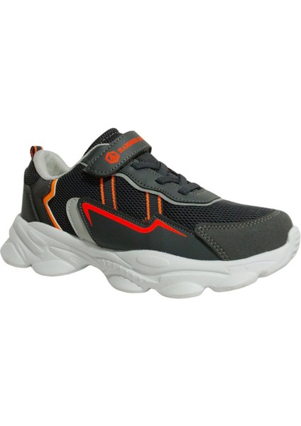 Gri Turuncu Cırtlı Sneakers Spor Ayakkabı