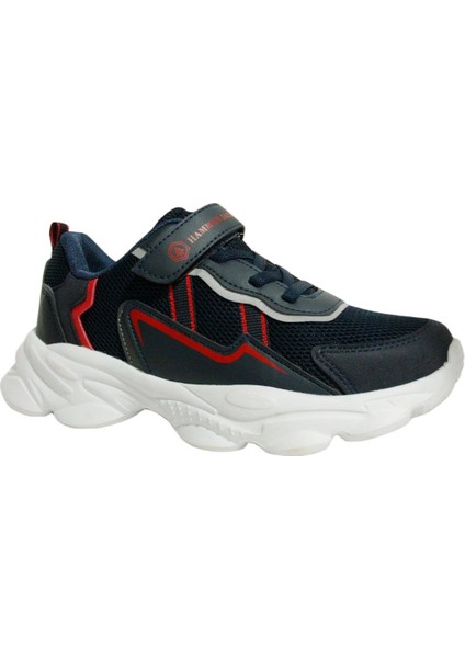 Lacivert Kırmızı Cırtlı Sneakers Spor Ayakkabı