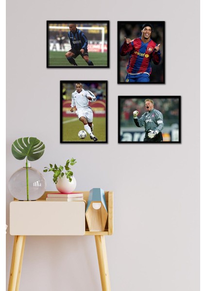 Eski Futbolcular 4 Parça Çerçeve Görünümlü Set Tablo