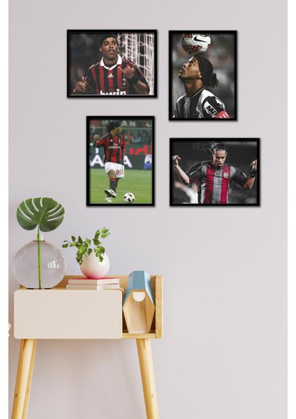 Ronaldinho 4 Parça Çerçeve Görünümlü Set Tablo