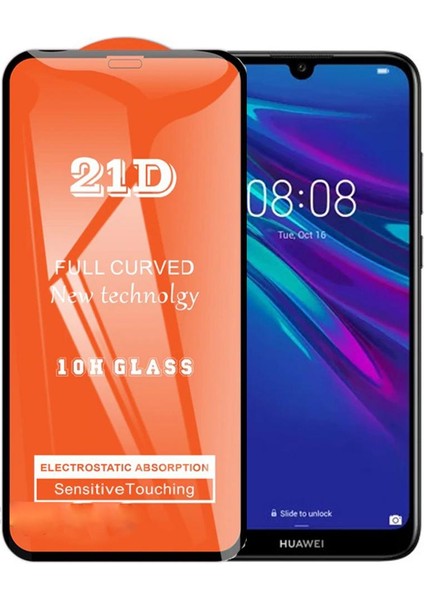 Huawei Y6 2019 Ekran Koruyucu 21D Tam Kaplayan Kavisli