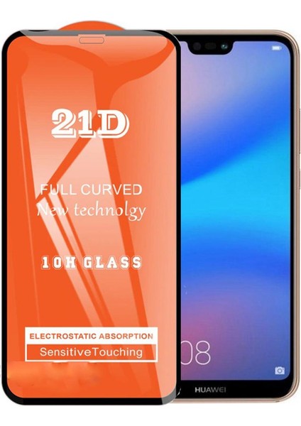 Huawei P20 Lite Ekran Koruyucu 21D Tam Kaplayan Kavisli