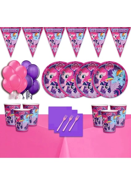 My Little Pony 8 Kişilik Doğum Günü Parti Süsleri Malzemeleri Seti