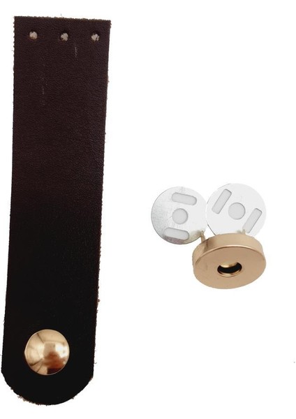 Tek Kat Suni Deri Kahverengi Light Gold Metalli Kapak