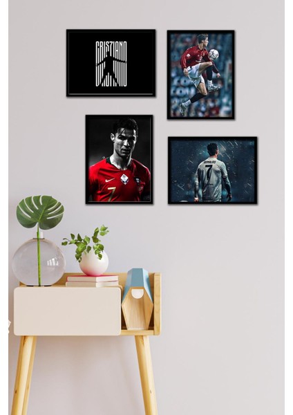 Cristiano Ronaldo 4 Parça Çerçeve Görünümlü Set Tablo
