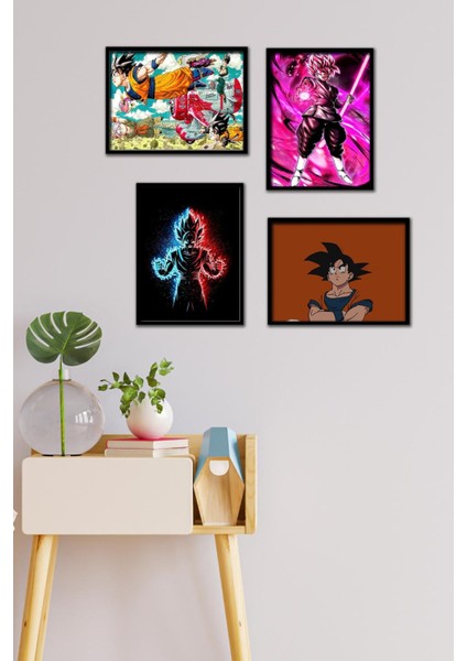 Goku 4 Parça Çerçeve Görünümlü Set Tablo