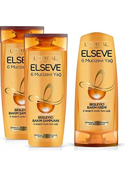 Elseve 6 Mucizevi Yağ Saç Bakım 3'lü Seti Saç Kremi