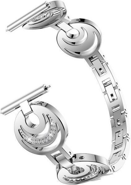 Samsung Galaxy Watch 4 44 mm R870 Için Pırlanta Görünümlü Metal Fantezi Kordon Gümüş