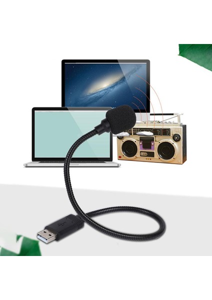 Bilgisayar Masaüstü Profesyonel Siyah Için USB Mikrofon Omni-Yönlü Mikrofon (Yurt Dışından)