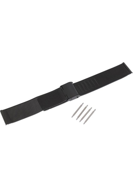 Mesh Paslanmaz Çelik Bilezik Bilek Watch Band Kayışı Güvenlik Toka Siyah 20MM (Yurt Dışından)