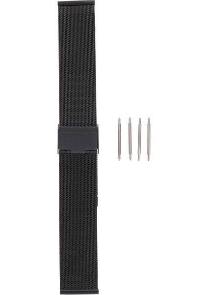 Mesh Paslanmaz Çelik Bilezik Bilek Watch Band Kayışı Güvenlik Toka Siyah 20MM (Yurt Dışından) fiyatları