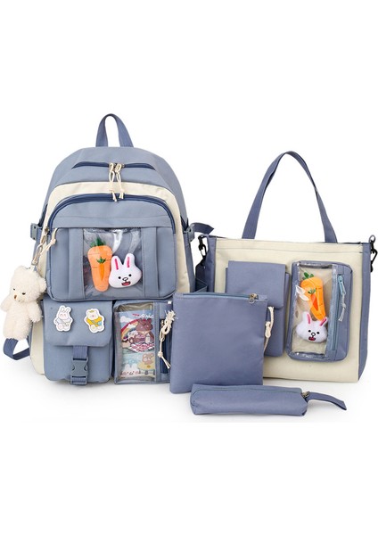 Oxford Kumaş Su Geçirmez Okul Çantası Seti - Mavi (Yurt Dışından)