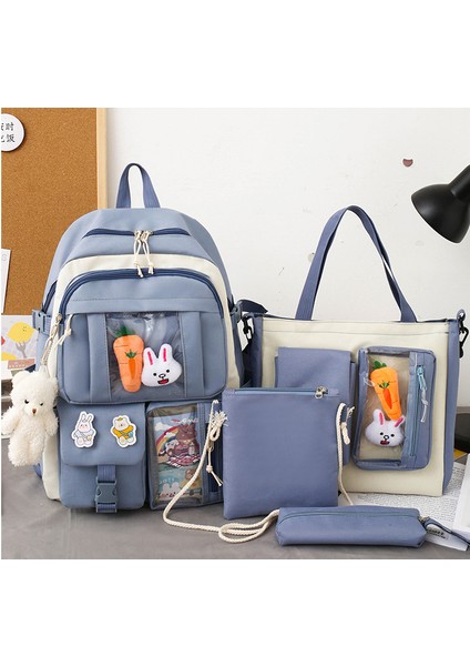Oxford Kumaş Su Geçirmez Okul Çantası Seti - Mavi (Yurt Dışından) fırsatları