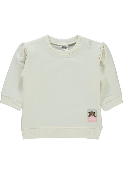 Kız Bebek Sweatshirt 6-18 Ay Ekru