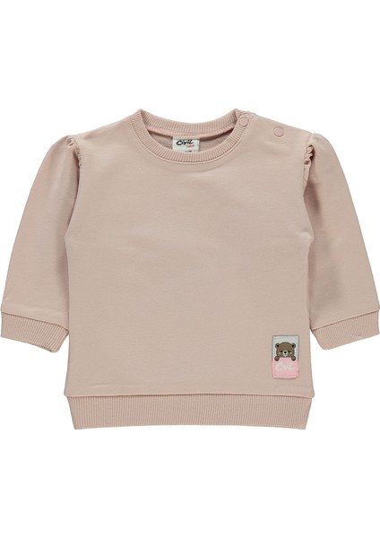 Kız Bebek Sweatshirt 6-18 Ay Pudra