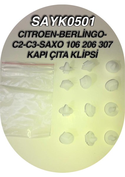 Cıtroen Berlıngo C2 C3 Saxo 106 206 307 Kapı Çıta Döşeme Klipsi