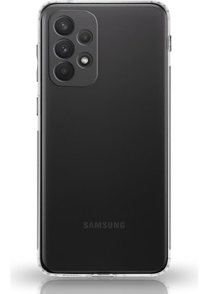 Caseworld Samsung Galaxy A23 ile Uyumlu Kapak Tıpalı Kamera Korumalı Şeffaf Premier Silikon ile Uyumlu Kılıf