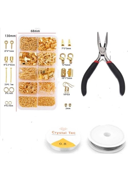 713 Parça Penseli Gold Küpe Yapım Seti Takı Malzemeleri