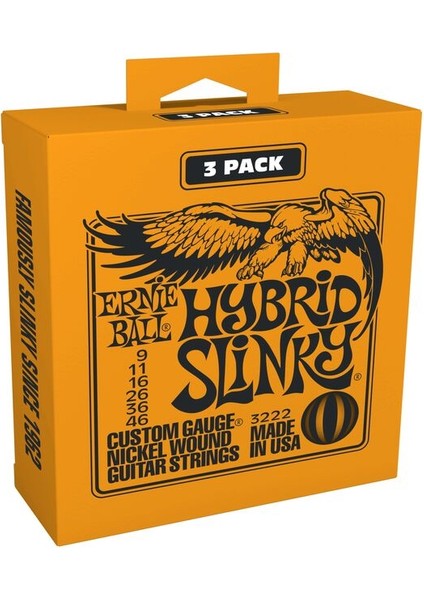 P03222 9-46 Hybrid Slinky Electric 3-Pack Takım Tel Elektro Gitar Teli 09-46 (3 Set)