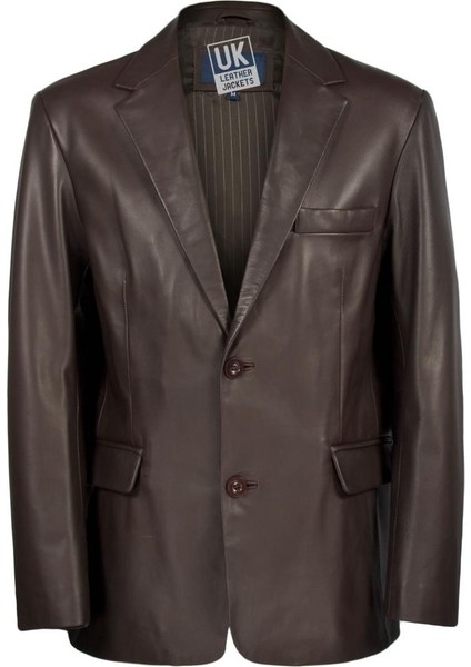 Deri Kahverengi Çift Düğmeli Erkek Deri Ceket modelleri