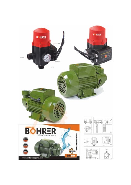 Böhr 0.5 Hp 370 Watt Otomatik Aç - Kapa Hidrofor Set Pompa - 1 '' 1 Parmak 220V