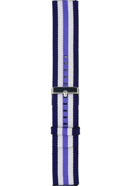 Samsung Galaxy Watch 4 40 mm R860 Için Pantheon Şeritli Kordon Lacivert Beyaz Mavi