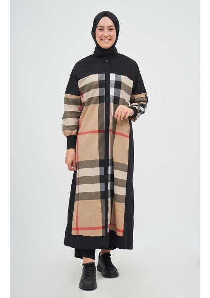 Uzun Gömlek 6780 Siyah - Camel