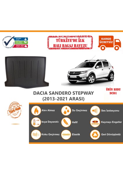 Dacia Sandero Stepway Halı Bagaj Havuzu (2013-2021 Arası)