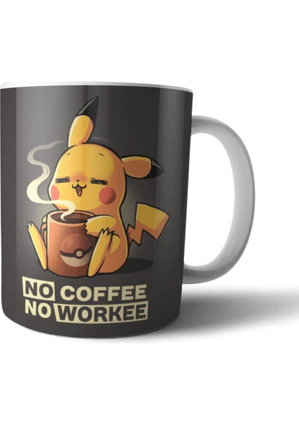 Pokemon Pikachu No Coffee No Workee Kupa Bardak Model 1