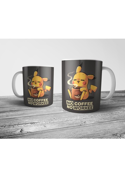 Pokemon Pikachu No Coffee No Workee Kupa Bardak Model 1