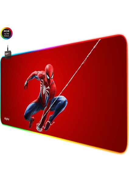 Rgb Gaming Mousepad Oyuncu Mousepad 90X40 Xxl Örümcek Adam