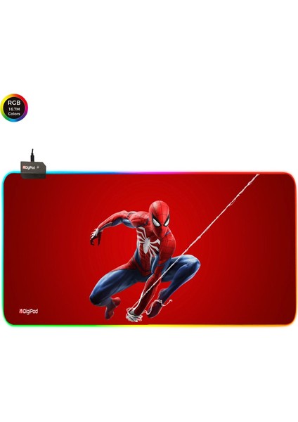 Rgb Gaming Mousepad Oyuncu Mousepad 90X40 Xxl Örümcek Adam