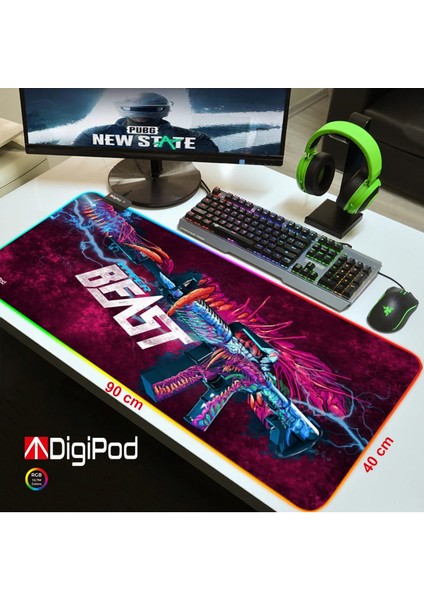 Rgb Gaming Mousepad Oyuncu Mousepad 90X40 Xxl Büyük Boy 4mm Kalınlık