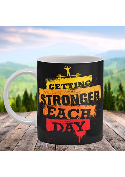 Motivasyon Serisi Getting Stronger Baskılı Kişiye Özel Isimli Porselen Kupa fiyatları