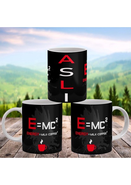 Einstein Formülü Baskılı Kişiye Özel Isimli Porselen Kupa