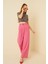 Kadın Pembe Siyah Zebra Kısa Kol Crop Bluz 4