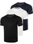 Erkek 3'lü Paket Dry Fit Siyah Lacivert Beyaz Atletik Nem Emici Günlük Tshirt 1