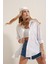 Kadın Beyaz Oversize Uzun Basic Gömlek HZL22W-BD139001 4