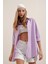 Kadın Lila Oversize Uzun Basic Gömlek HZL22W-BD139001 1