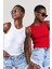 Kadın Halter Yaka Fitilli 2'li Paket Crop Bluz 1